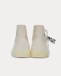 Off-White Men's Vulcanized Canvas Cream / White High Top Sneakers