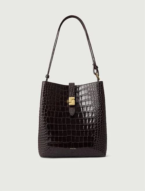 Soeur Crocodile-Embossed Leather Bag