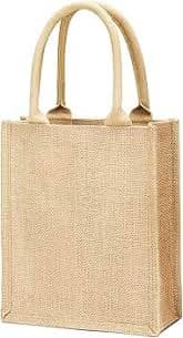 TBF Burlap Jute Tote Bags with Handles - Set of 6, 12, 24 DIY Crafts Wedding Bachelorette Party Reusable Laminated Grocery Beach (6, Small (9" x 11" x 4")): Home & Kitchen - Amazon.com