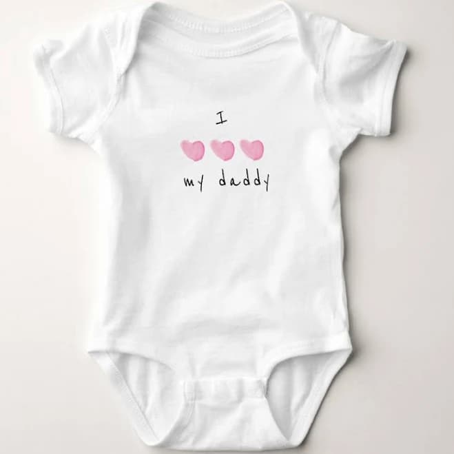 I Love My Daddy Pink Heart Baby Bodysuit