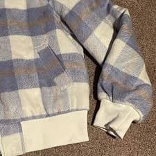 Wild fable Women's Plaid Bomber Jacket Ivory size M