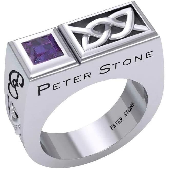 Modern Sterling Silver Peter Stone Rectangle Ring