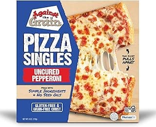 Against the Grain Uncured Pepperoni Pizza Singles, Gluten-Free, Grain-Free, Seed Oil-Free, Single Serve Pizza, Frozen, 6oz