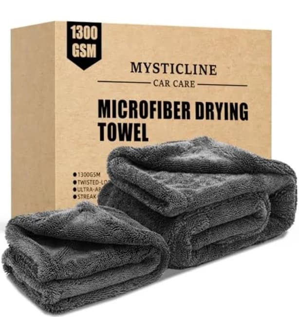 Car detailing equipment, Car drying towel, Drying towel car, 2 Pack 1300 GSM Double-Sided Microfiber Towels for Cars | 24"x 36 " and 16"x 16 " Extra
