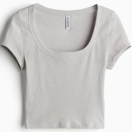 H&M Ladies Ribbed Crop T-Shirt