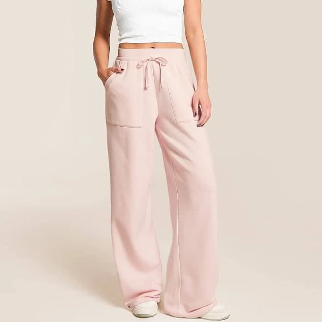 Gilded Intent Women's Cotton Wide Leg Sweatpants with Buckle