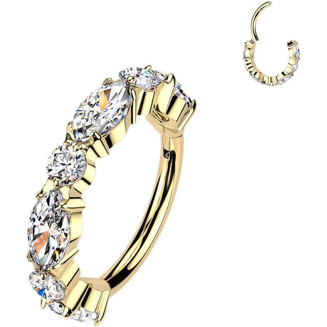 20g Titanium Paved CZ Gem Nose Hoop