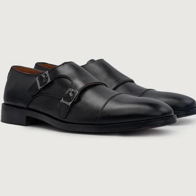 Boston Double Monk Strap Leather Shoes