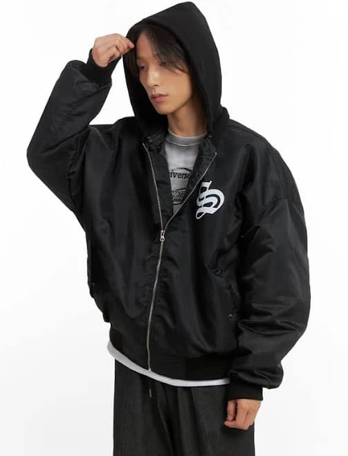 Men's Hooded Zip-Up Bomber Jacket