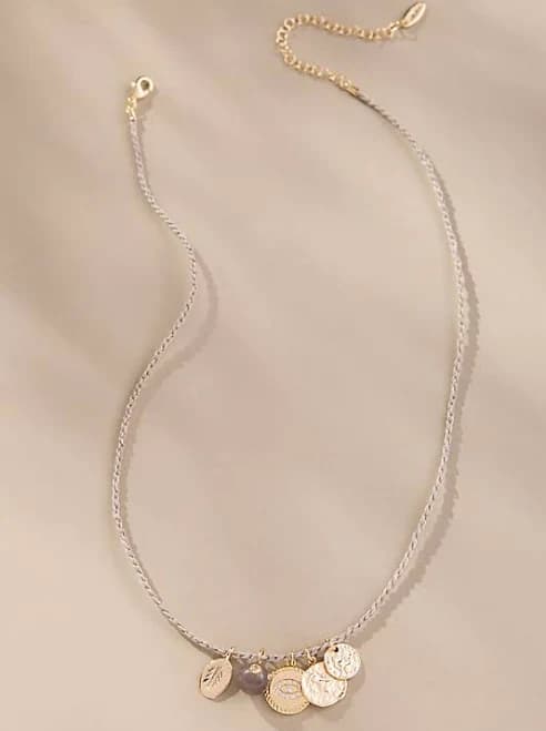 Anthropologie Thin Rope Chain Multi Charm Necklace