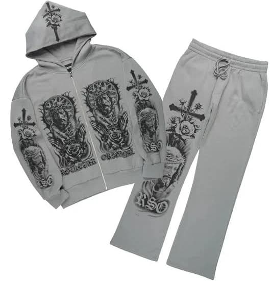 Blasted Hoodie and Baggy Pant Track Set