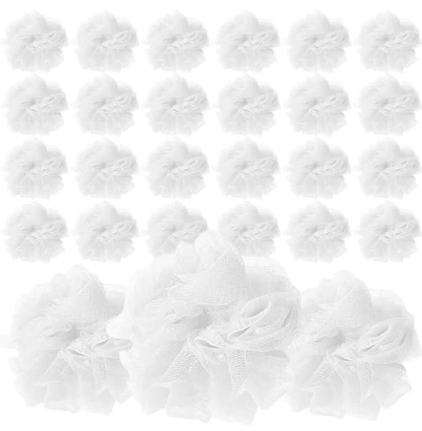 Loofah Lord 24 White Bath or Shower Sponge Loofahs Pouf Mesh Wholesale Bulk Lot