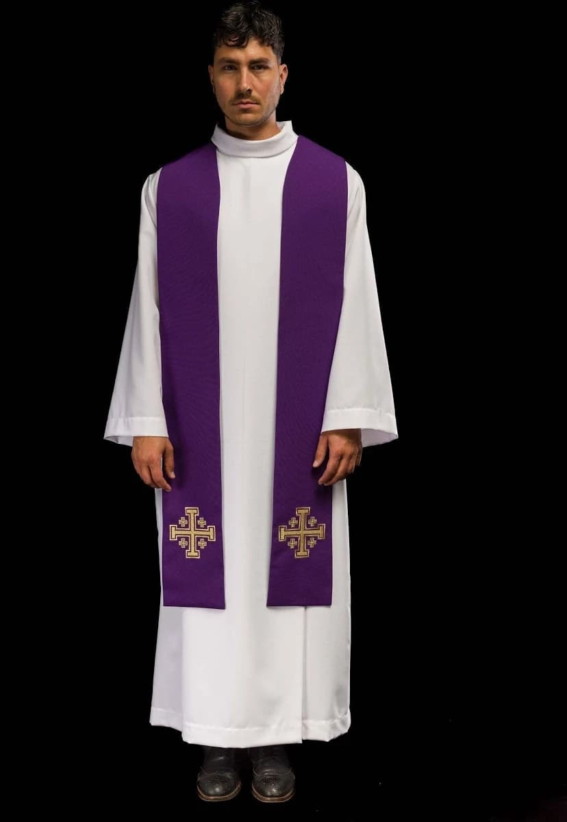 HAFTINA ATELIER Jerusalem Cross Embroidered Stole