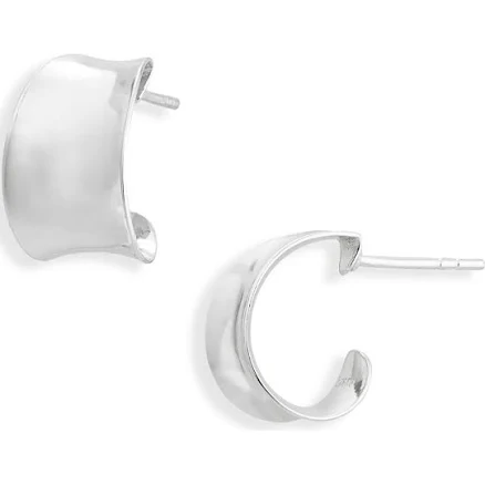Argento Vivo Women's Wide Concave Sterling Silver Hoop Earrings