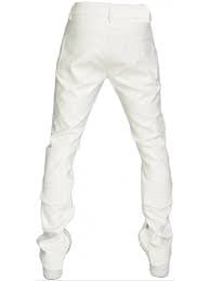 White Leather Cargo Jeans Trouser
