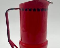 Vintage Dan Kok Glud & Marstrand Denmark Red Enamel Pitcher With Crown Motif - Etsy