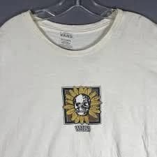 Vans Sunflower Skull Graphic T-shirt Men's Size 2X Ivory
