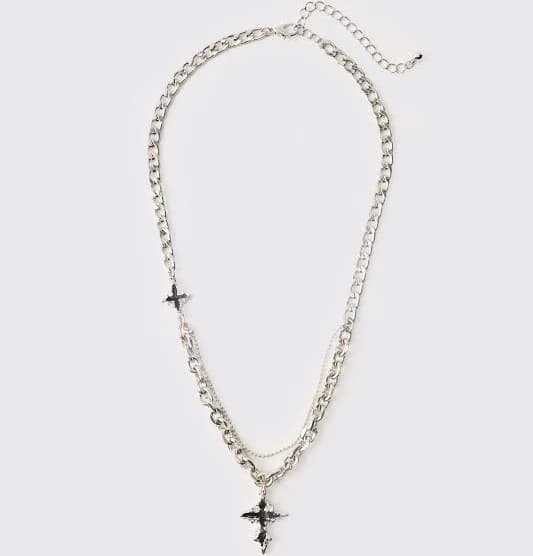 boohooMAN Men's Gothic Cross Necklace