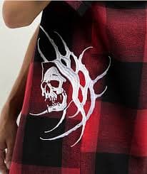 Lurking Class by Sketchy x Kyle Grand Sin Flannel Red & Black Quarter Zip Work Shirt | Zumiez