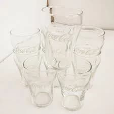 Coca-Cola Glasses Set of 9 Clear 5.5" Tall Vintage Style Classic Logo Tumblers