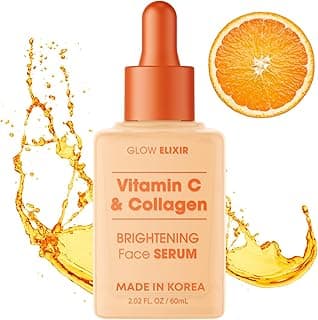 Glow Elixir Vitamin C Serum for Face with Collagen – Fine Lines & Wrinkles Treatment, Hydrating Korean Skin Care – Dermatologist Tested, Anti-Aging, Vegan, Clean Beauty – 2.02 Fl Oz