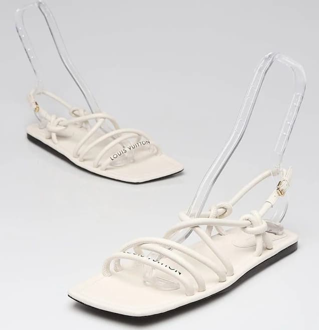 Louis Vuitton White Leather Nova Flat Sandals Size 5.5/36