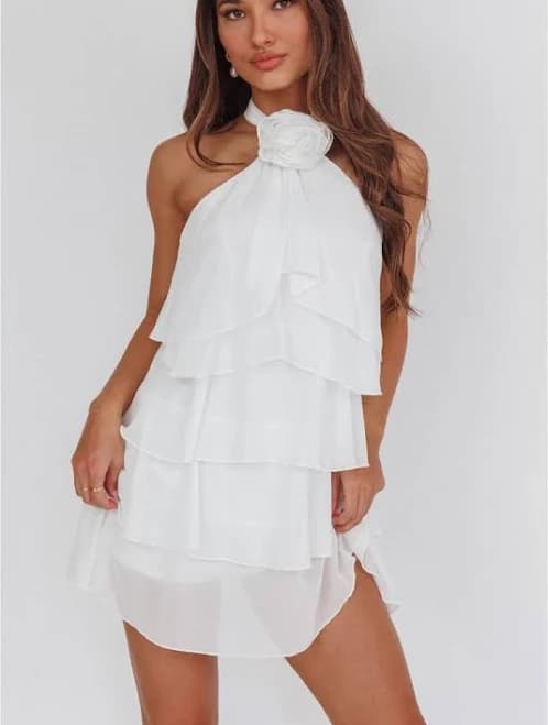 Pippa & Pearl Women's Ava Halter Tiered Chiffon Mini Dress
