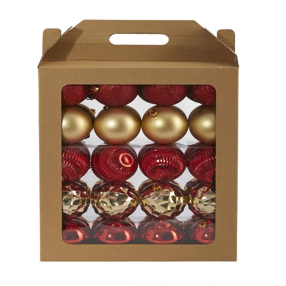 Nearly Natural Holiday Shatterproof Christmas Tree Ornament Box Set D1000-GL