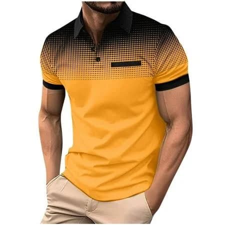 Men's Gradient Print Polo Shirt with Collar