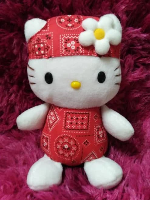 Vintage Hello Kitty Hippie Girl Red Cowboy Hair Scarf Pre-owned