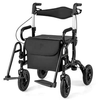 Costway 2-in-1 Foldable Rollator Walker with Seat