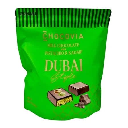 Chocovia Dubai Chocolate Milk Chocolate with Pistachio & Kadaif Individually Wrapped Gourmet Chocolates