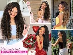 Amazon.com : Isaic Ponytail Extensions 26inch Drawstring Ponytail Extensions for Women Long Curly Ombre Burgundy Ponytail Synthetic Hair Extensions for Daily Use : Beauty & Personal Care