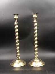 Pair Vintage Brass Barley Twist Candle Sticks Taper Holders 17" Tall - M1 | eBay