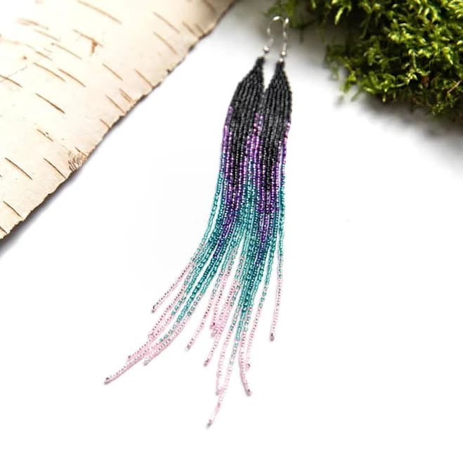 Beadwoven Fringe Earrings