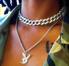 CUBAN LINK PLAYBOY Bunny pendant, pretty necklace, Statement Aesthetic Playboy Bunny Pendant Cuban Chain Pendent Set Gift For Bunny Lover
