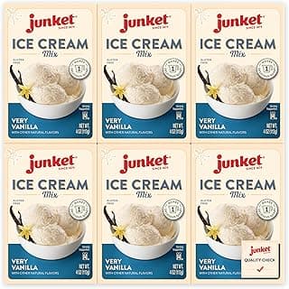 Junket Vanilla Ice Cream Mix: Old Fashioned Homemade Ice Cream for Ice Cream Maker or Hand Stir - Just Add Milk and Cream, Chill, and Enjoy. Quick and Easy! 4 oz Box (Pack of 6)