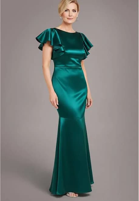 Goddiva Flutter Sleeve Satin Mermaid Maxi