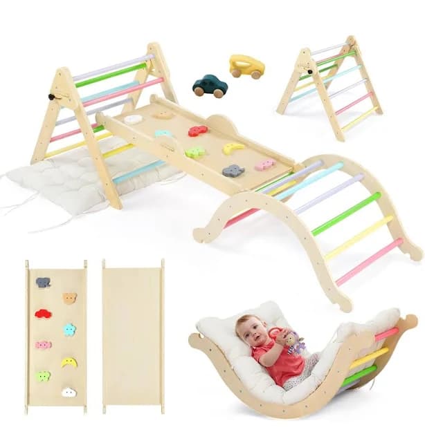 JOYMOR 9-in-1 Pikler Triangle Set with Cushion