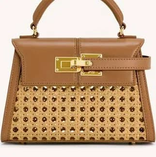 Elise Faux Bamboo Woven Top Handle Bag