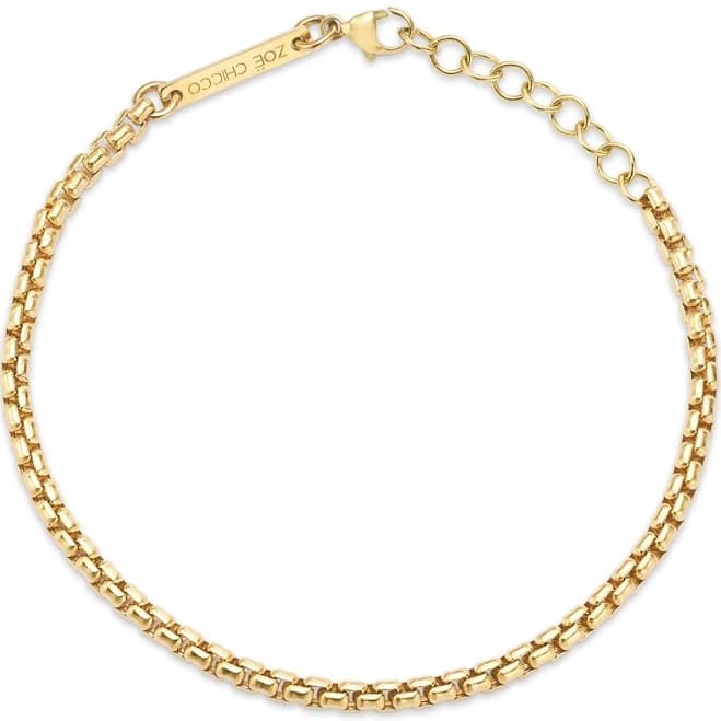 ZOE CHICCO 14K Yellow Gold Heavy Metal Box Link Chain Bracelet