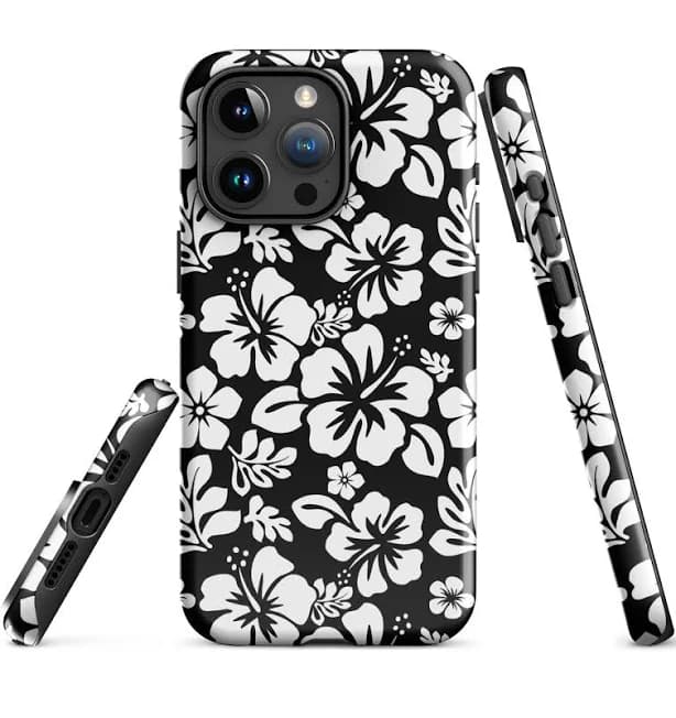Black & White Hawaiian Flowers iPhone Case – Extremely Stoked