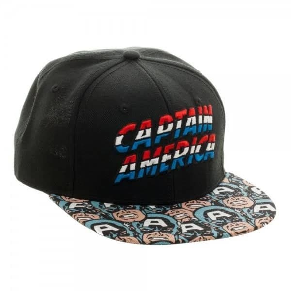 Marvel Captain America Halftone Black Snapback Flatbill Hat