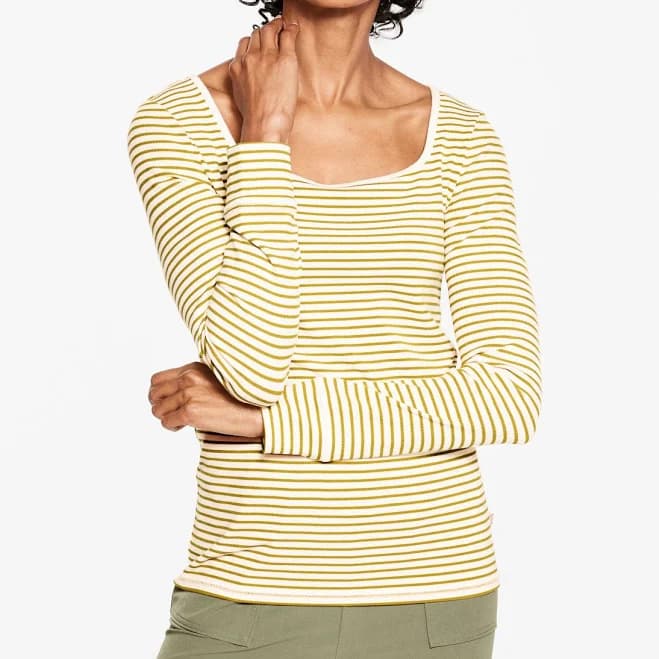 Talbots Women's Ribbed Square Neck Wimbledon Stripe T-Shirt