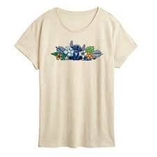 Women's Lilo & Stitch Stitch Flowers Short Sleeve Graphic T-Shirt - Birch - 2X : Target