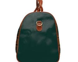 Bolsa de viaje de fin de semana, monograma personalizado, tartán resistente al agua en tonos óxido y verde, bolsa de lona personalizada - Etsy España