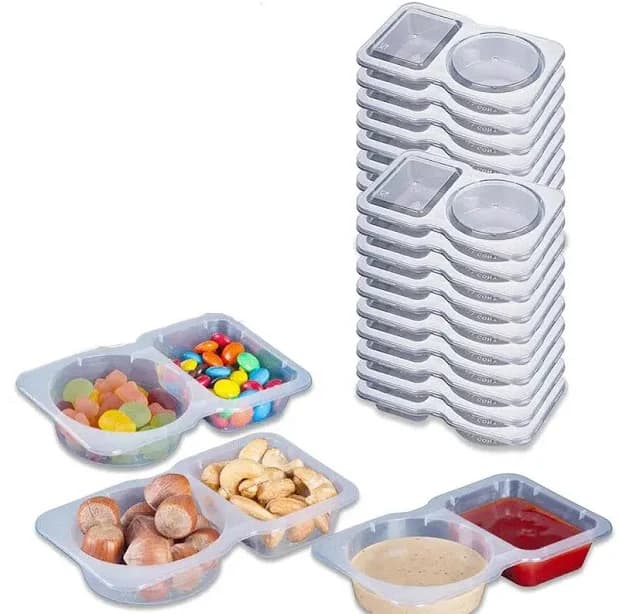 Disposable Sauce Box Set, Plastic Dipping Sauce Cups for Oil Vinegar Chili Sauces, Seasoning Boxes for Easy Serving