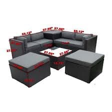 Clihome Outdoor furniture 6-Piece Rattan Patio Conversation Set with Black Cushions at Lowes.com