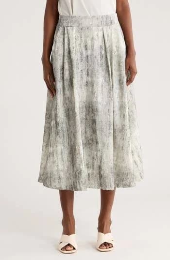 Patrizia Luca Print Midi Skirt with Side Pockets