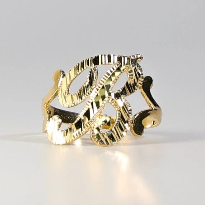 14K Gold Cursive Initial B Ring